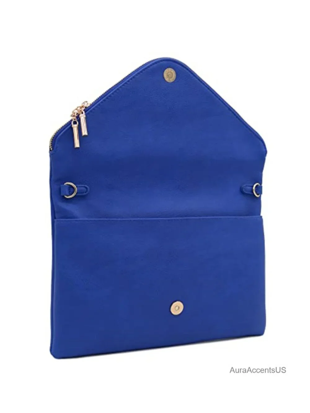 XL Faux Leather Envelope Clutch with Chain Strap Magnet Snap